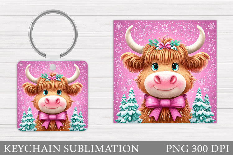 Christmas Cow Keychain. Christmas Keychain Design