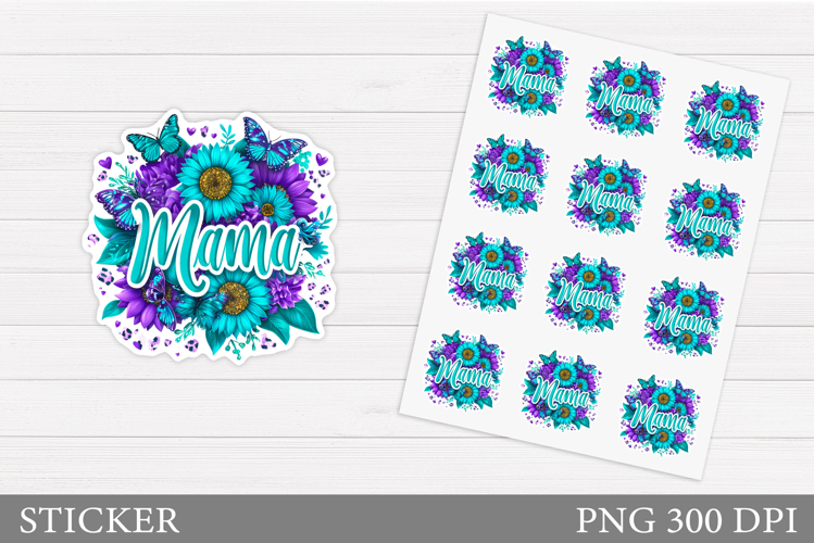 Mothers Day Sticker Design. Flowers Sticker Printable