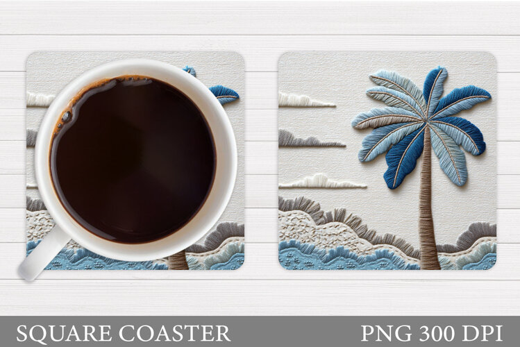 Palm Tree Coaster Design. Sea Coaster Sublimation example image 1