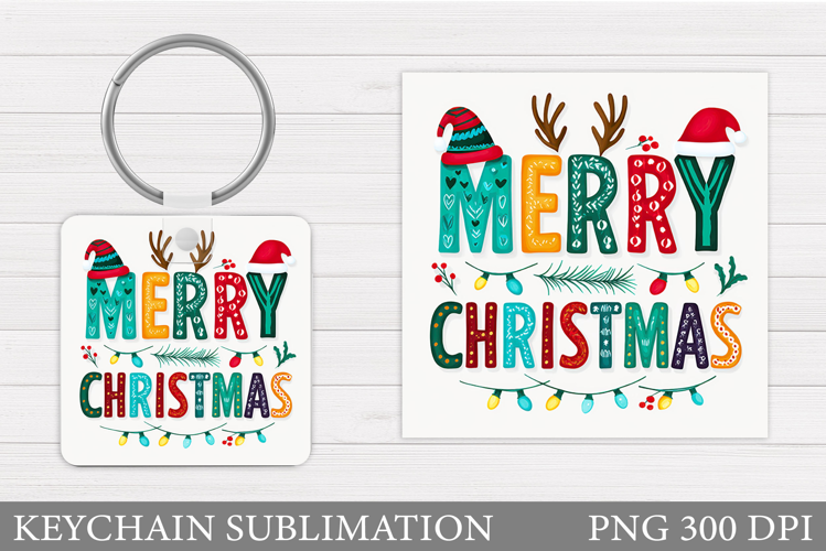 Merry Christmas Keychain. Christmas Keychain Design