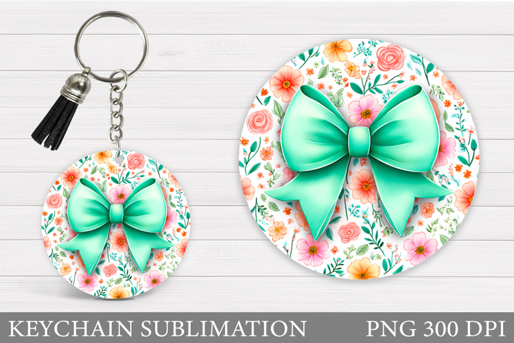Bow Keychain Design. Floral Keychain Sublimation