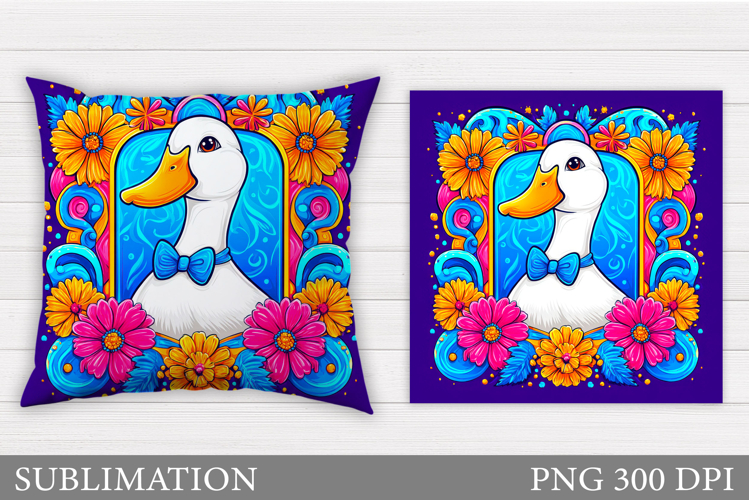 Cute Goose Sublimation. Funny Goose Pillow Design