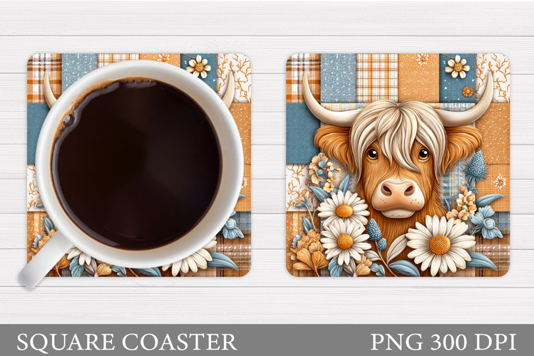 Cow Coaster Design. Fall Coaster Sublimation