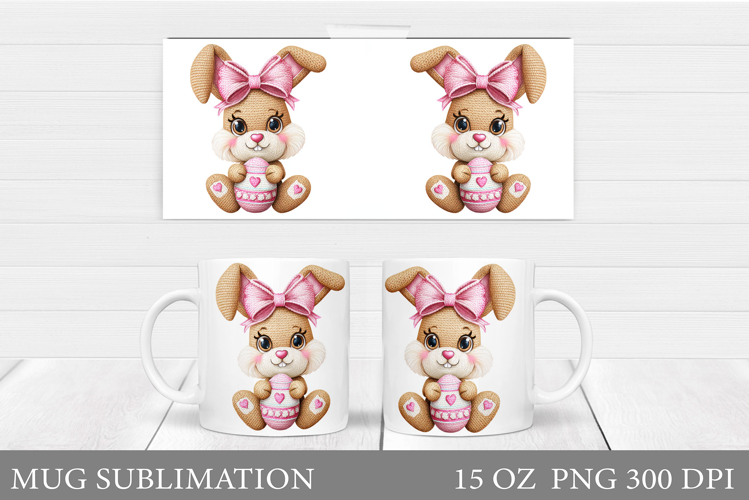 Easter Bunny Mug Design. Easter Mug Wrap Sublimation