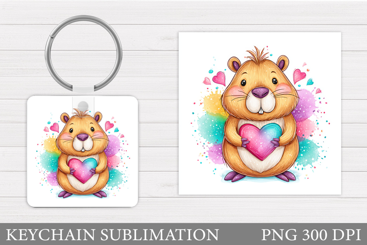 Valentines Capybara Keychain. Valentines Keychain Design