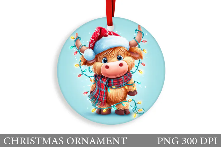 Cute Cow Christmas Ornament. Christmas Ornament Sublimation