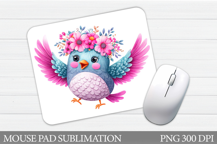 Cute Bird Mouse Pad Design. Spring Mouse Pad Sublimation