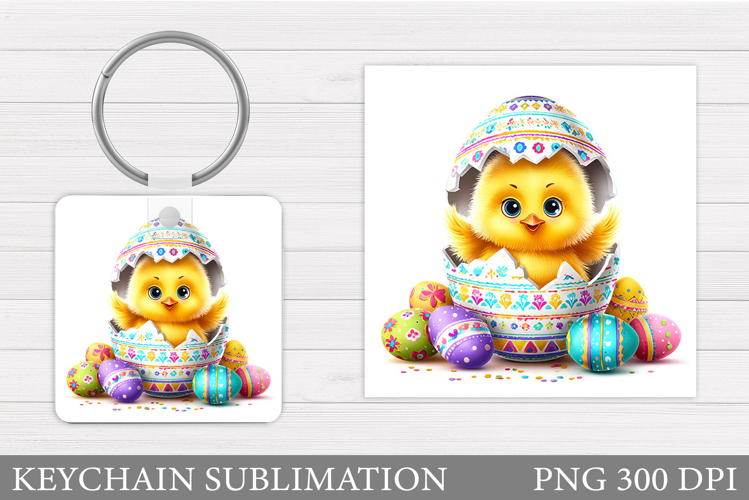 Easter Chick Keychain Sublimation. Easter Keychain Design