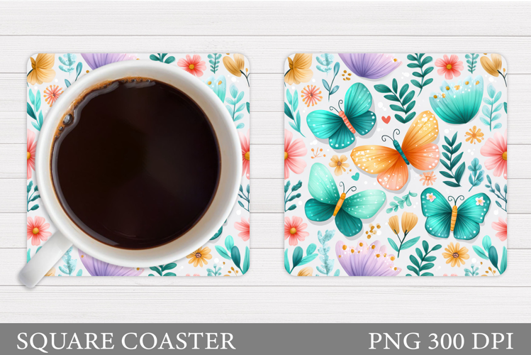 Butterflies Coaster Design. Butterflies Sublimation