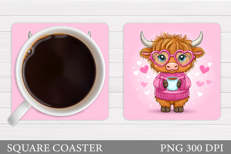 Valentines Cow Coaster Design. Valentines Square Coaster