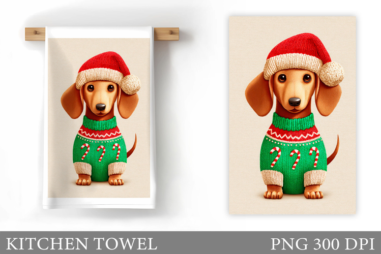 Christmas Dog Kitchen Towel. Christmas Kitchen Towel Design