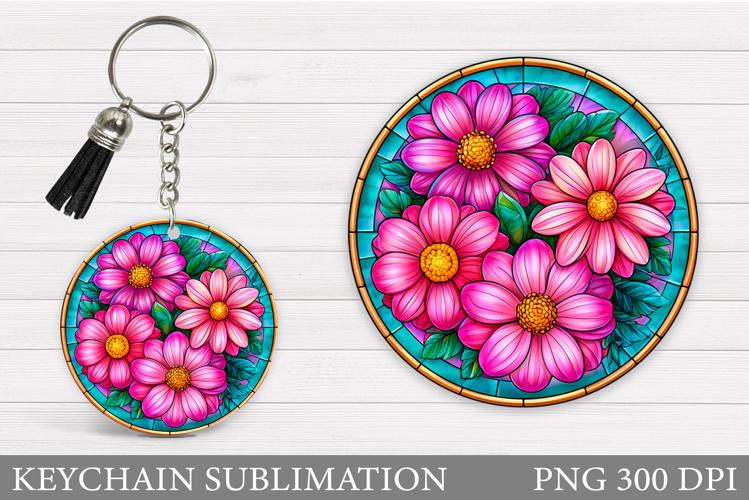 Flowers Keychain Design. Floral Keychain Sublimation