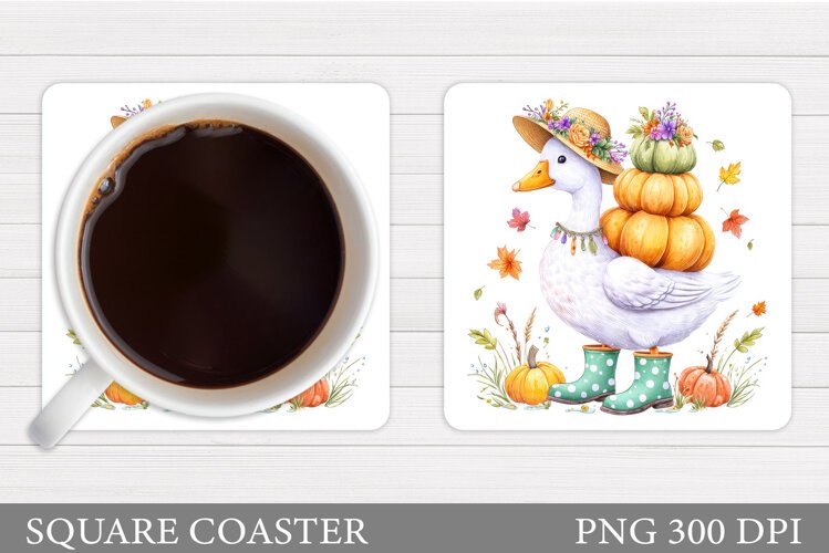 Fall Goose Coaster Design. Fall Coaster Sublimation example image 1