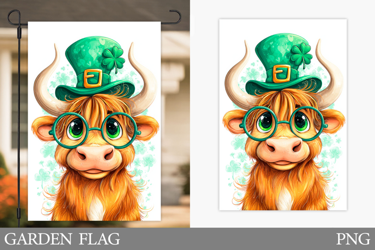 St Patrick Cow Garden Flag. St Patrick Garden Flag Design