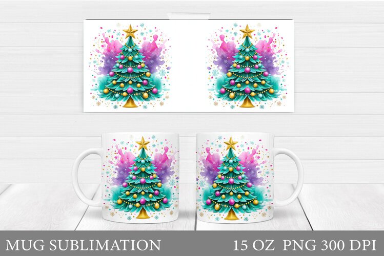 Christmas Tree Mug Design. Christmas Mug Sublimation example image 1