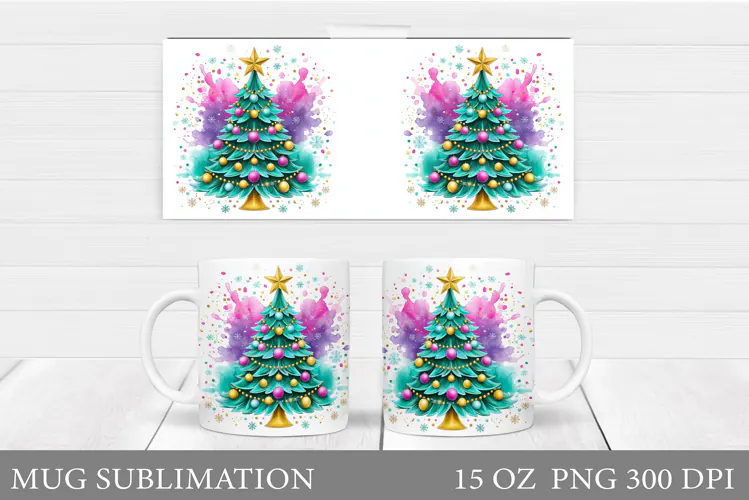Christmas Tree Mug Design. Christmas Mug Sublimation