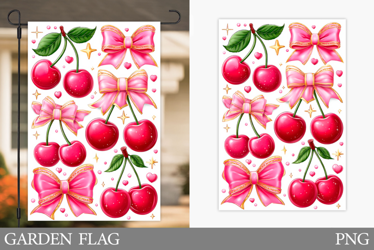 Cherry Garden Flag Design. Cherries Sublimation
