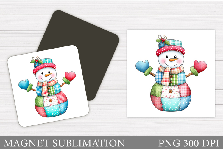 Snowman Magnet Sublimation. Cute Snowman Square Magnet
