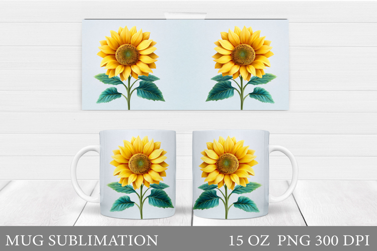 Sunflowers Mug Sublimation. Flowers Mug Wrap Design