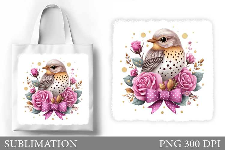 Cute Bird Tote Bag Design. Cute Bird Sublimation