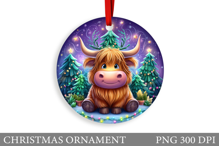 Cute Cow Christmas Ornament. Christmas Ornament Sublimation