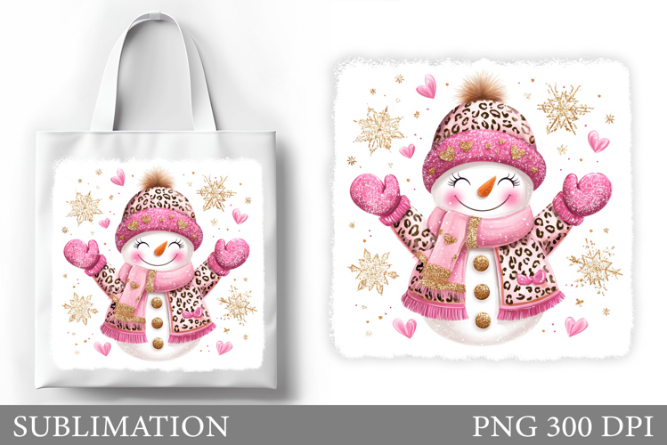 Cute Snowman Tote Bag Sublimation. Christmas Tote Bag Design