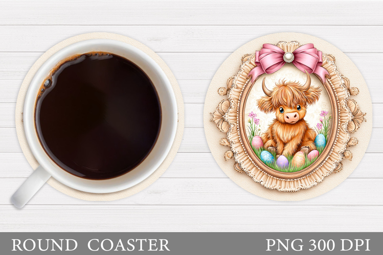 Easter Cow Coaster Design. Easter Cow Sublimation