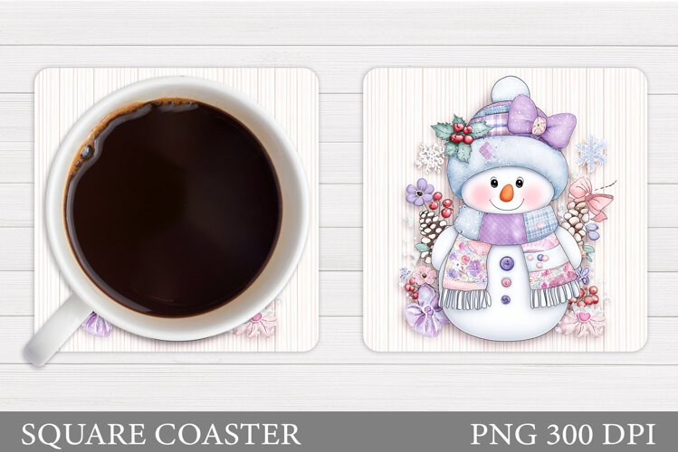 Snowman Coaster Design. Christmas Coaster Sublimation example image 1