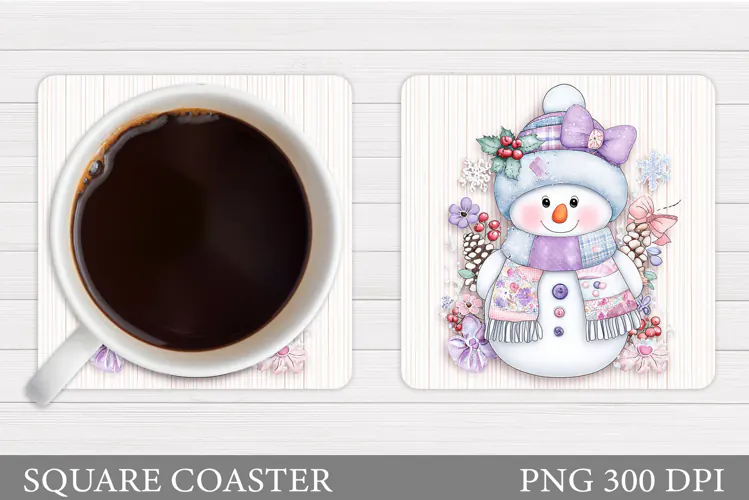 Snowman Coaster Design. Christmas Coaster Sublimation