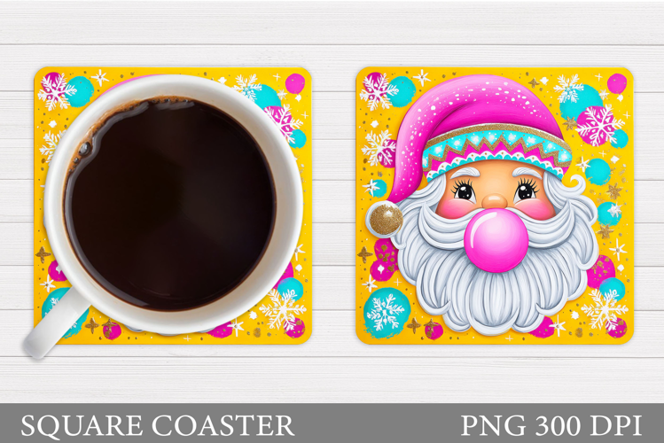 Funny Santa Coaster Sublimation. Christmas Coaster Design