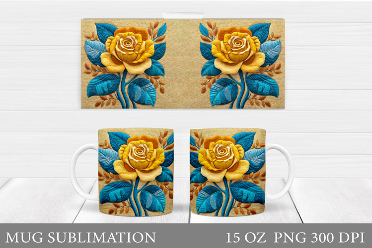 Rose Mug Wrap Design. Rose Mug Sublimation