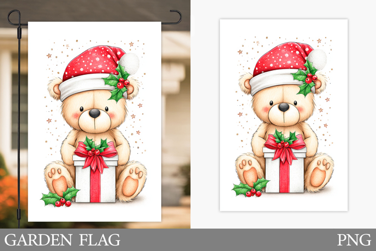 Christmas Bear Garden Flag. Christmas Garden Flag Design