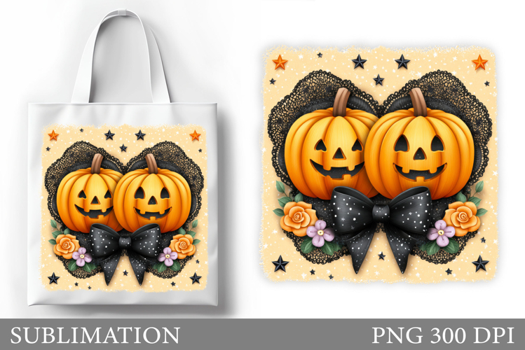 Halloween Pumpkin Sublimation. Cute Pumpkin Tote Bag Design