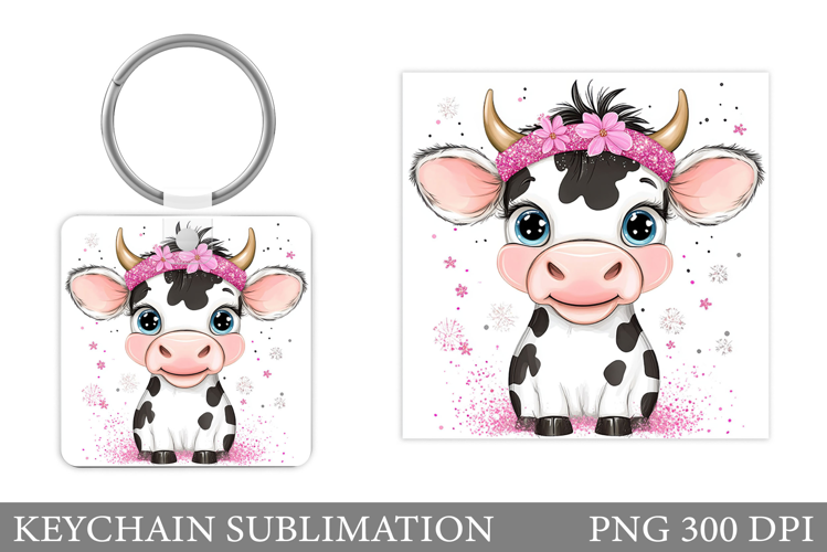Cute Cow Keychain Design. Cute Cow Sublimation