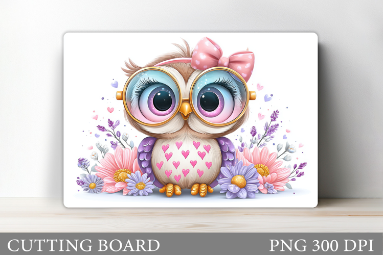 Cute Owl Cutting Board. Owl Flowers Kitchen Cutting Board