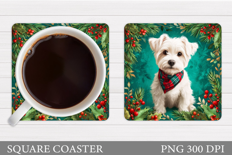 Christmas Dog Coaster. Christmas Coaster Sublimation