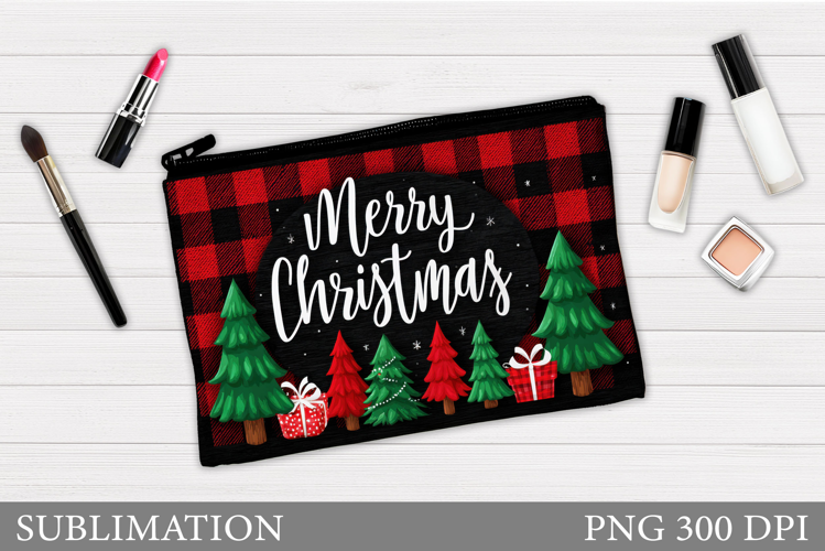 Merry Christmas Cosmetics Bag. Christmas Tree Makeup Bag
