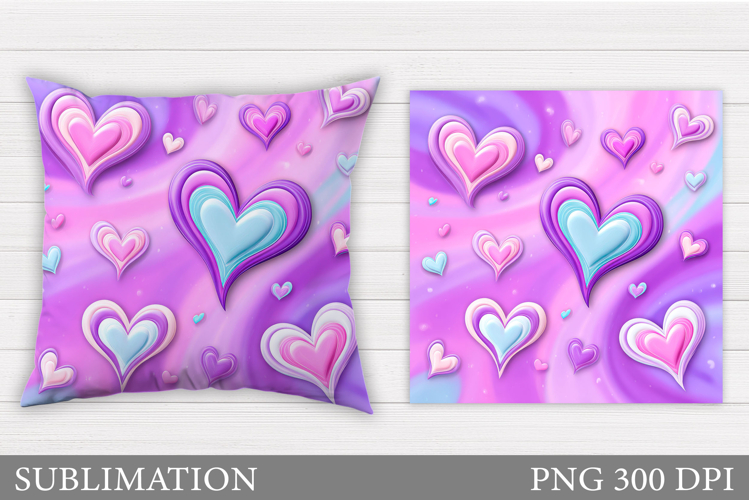 Hearts Pillow Sublimation. Valentines Pillow Design