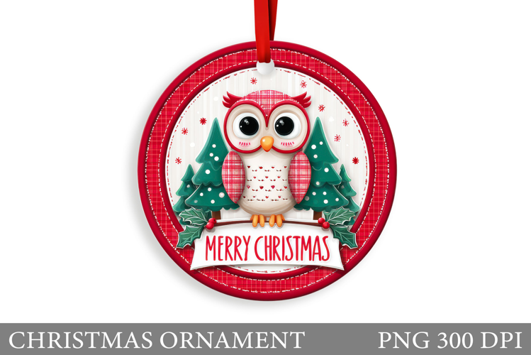 Christmas Owl Christmas Ornament. Christmas Owl Sublimation