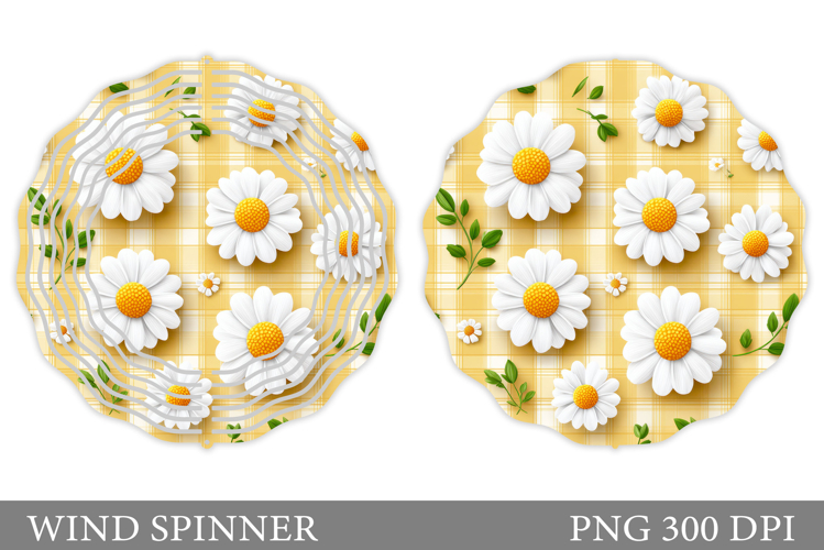 Daisy Flowers Wind Spinner. Floral Wind Spinner Design