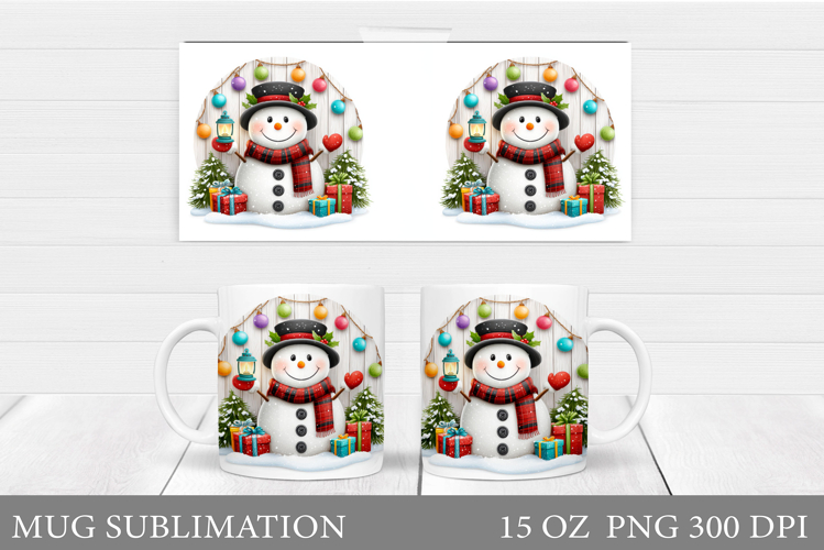 Cute Snowman Mug Design. Christmas Mug Sublimation