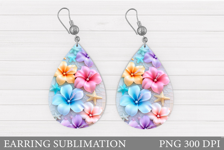 Flowers Teardrop Earring. Tropical Flowers Earring Design