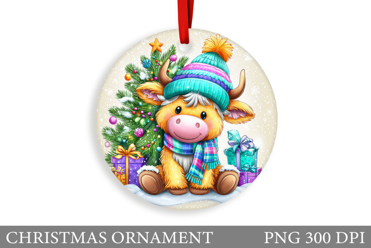 Cute Cow Christmas Ornament. Christmas Ornament Sublimation