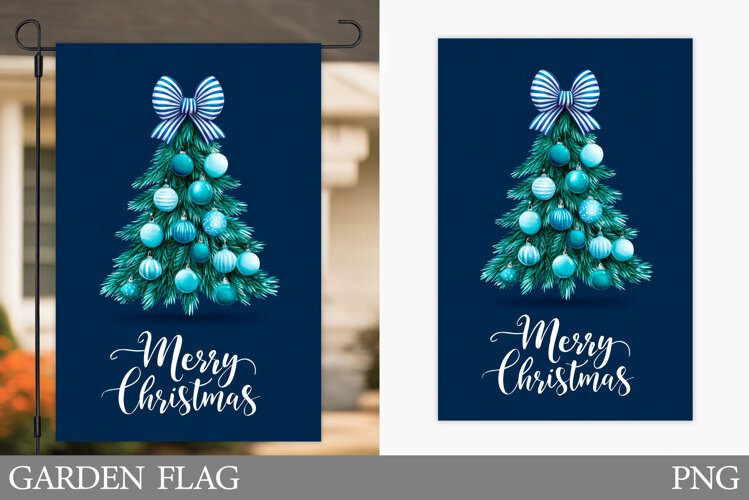 Christmas Tree Garden Flag. Merry Christmas Garden Flag example image 1