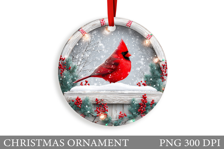 Cardinal Christmas Ornament. Christmas Bird Sublimation