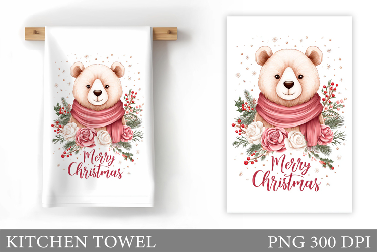 Christmas Bear Kitchen Towel. Christmas Kitchen Towel Design