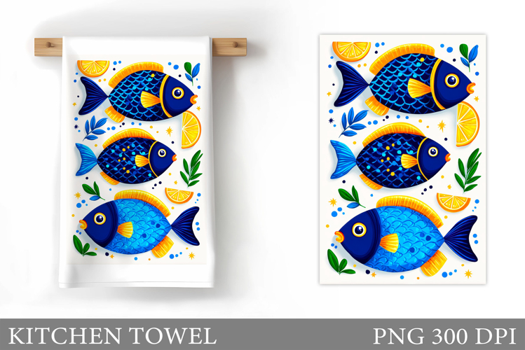 Fish Kitchen Towel Design. Fish Sublimation