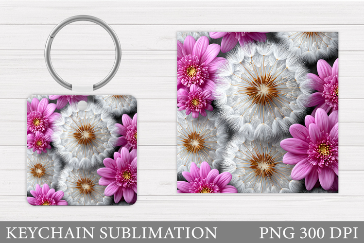 Flowers Keychain Design. Floral Keychain Sublimation