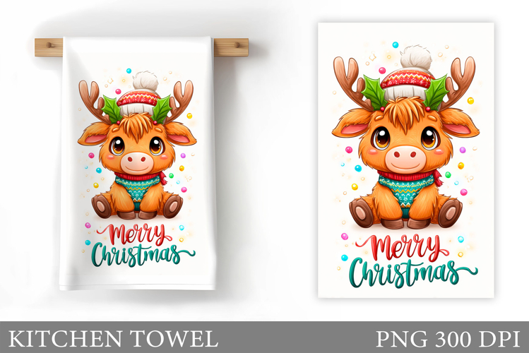 Christmas Cow Kitchen Towel. Christmas Kitchen Towel Design