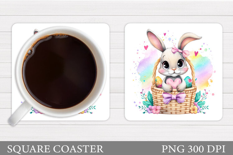 Easter Bunny Coaster Design. Easter Coaster Sublimation example image 1